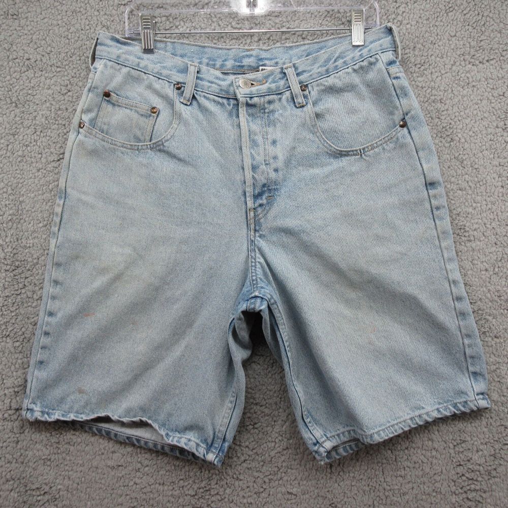 Brittania Vintage Denim Shorts Jorts Womens 33 Light Blue Wash‎ Button Fly 90's